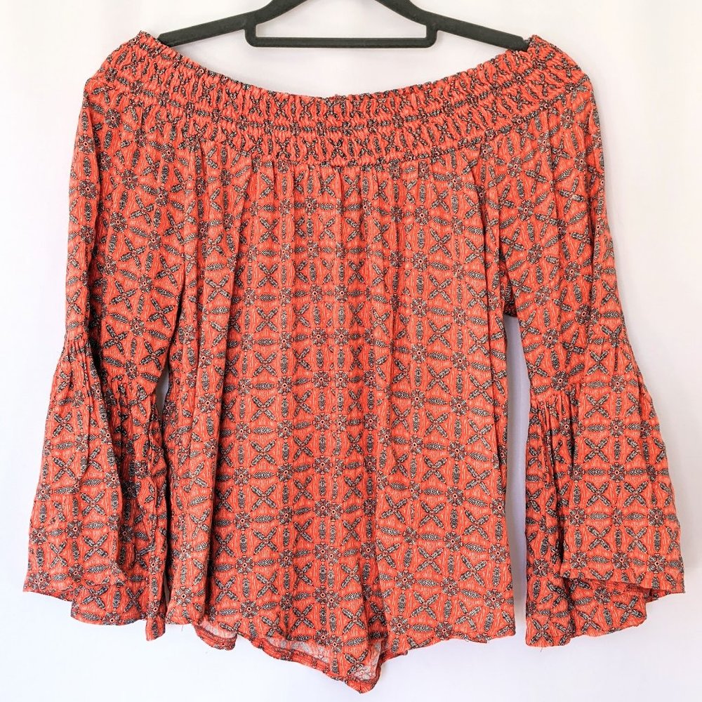 SANS SOUCI Bell Sleeve Off the Shoulder Top